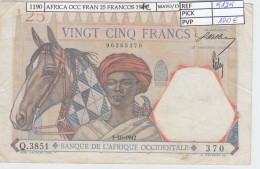 BILLETE AFRICA OCC. FRAN. 25 FRANCOS 1942 P-27a.4 MBC- - Andere - Afrika