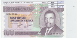 BILLETE BURUNDI 100 FRANCOS 2010 P-44a SIN CIRCULAR - Autres - Afrique