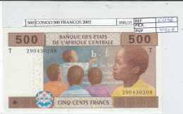 BILLETE AFRICA CENT. CONGO 500 FRANCOS 2002 P-106 Ta SIN CIRCULAR - Sonstige – Afrika