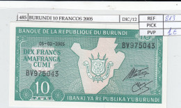 BILLETE BURUNDI 10 FRANCOS 2005 P-33e.1 SIN CIRCULAR - Otros – Africa