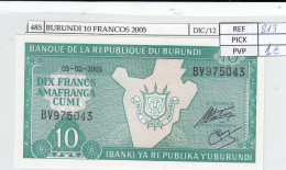 BILLETE BURUNDI 10 FRANCOS 2005 P-33e.1 SIN CIRCULAR - Autres - Afrique