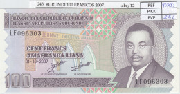 BILLETE BURUNDI 100 FRANCOS 2007 P-37f SIN CIRCULAR - Otros – Africa