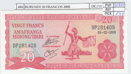 BILLETE BURUNDI 20 FRANCOS 2005 P-27d.4 SIN CIRCULAR - Altri – Africa