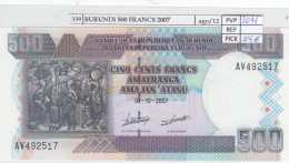 BILLETE BURUNDI 500 FRANCOS 2007 P-38d SIN CIRCULAR - Andere - Afrika