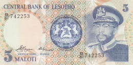 BILLETE LESOTHO 5 MALOTI 1981 P-5a SIN CIRCULAR  - Andere - Afrika