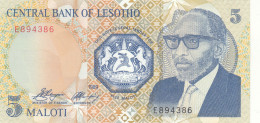 BILLETE LESOTHO 5 MALOTI 1989 P-10a SIN CIRCULAR  - Altri – Africa