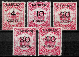 Labuan Year 1895  4/40c SG 75/79 Full Set Cat £150  MH Stamps - Borneo Septentrional (...-1963)