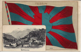 Bellinzona, Photo + Dessin Du Drapeau Du Tessin En Relief, Carte Non Circulée - Bellinzone