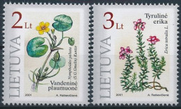 Mi 758-759 ** MNH / Endangered Species, Plants, Water Lily, Nymphoides Peltata, Cross-leaved Heath, Erica Tetralix - Lithuania