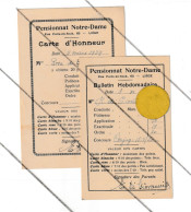 LIEGE Pensionnat Notre-Dame - Bulletin Hebdomadaire  ( 2 Pièces ) 1938 Et 1939 (M7) - Diploma & School Reports