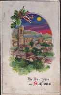 Gest. Soissons Halt Gegen Licht-Prägekarte, Feldpost 1917 - Controluce