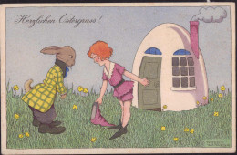 Gest. Ostern Hase Sign. Langeler M&B 2614 1927 - Altri & Non Classificati