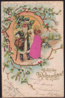 Gest. Weihnachten Weihnachtsmann Prägekarte 1902 - Altri & Non Classificati