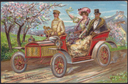 Gest. Pfingsten Auto Prägekarte 1908 - Pentecôte