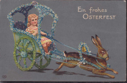 Gest. Ostern Hase Prägekarte 1910, Briefmarke Fehlt - Pasqua