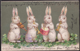 Gest. Ostern Hasen Prägekarte 1905 - Easter