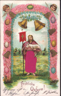 Gest. Gesegnete Ostern Prägekarte 1904 - Pâques