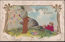 Gest. Ostern Osterhase Prägekarte 1905 - Pâques