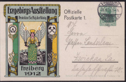 Gest. Freiberg Erzgebirgsausstellung 1912, Privatganzsache DR PP 27 C 148/01 - Esposizioni