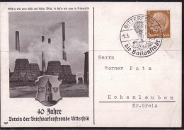 Gest. Bitterfeld Briefmarkenausstellung 1937 SST Bug 1cm - Briefmarken (Abbildungen)