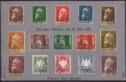 Gest. Die Bayrischen Briefmarken Prägekarte 1912 - Sellos (representaciones)