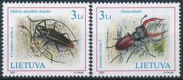 Mi 819-820 ** MNH / Endangered Species, Insects, Capricorn Beetle, Cerambyx Cerdo, Stag Beetle, Lucanus Cervus - Lithuania