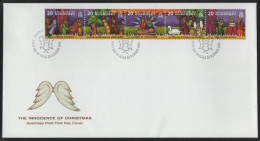 Guernsey 2004 FDC Sc 849 20p Christmas Songs Strip - Guernesey