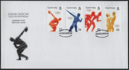 Guernsey 2004 FDC Sc 844-847 Discus, Javelin, Track, Wrestling Athens Olympics - Guernesey