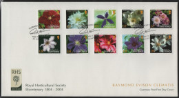 Guernsey 2004 FDC Sc 817-826 Clematis Flowers - Guernesey