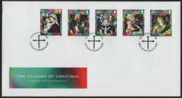 Guernsey 2005 FDC Sc 881-885 Stained Glass Church Windows Christmas - Guernesey