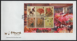 Guernsey 2005 FDC Sc 865a Flowers Paintings By William John Caparne Sheet - Guernsey