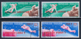 Togo 1966 Mi# 513-516 B Used - Overprinted - US And USSR Achievements In Space - Togo (1960-...)