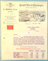 ● G. MOREL Fils REIMS Grands Vins De Champagne & Mousseux - Lettre Illustrée 1933 Tarifs  Vin - M Verguet à Cressia JURA - Alimentaire