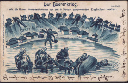Gest. Der Boerenkrieg, Buren Flüchten Vor Ankommenden Engländern 1900, Briefmarke Ebschädigt - Histoire