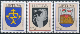 Mi 838-840 ** MNH / Heraldry, Town Coat Of Arms, Mažeikiai, Radviliškis, Ukmergė - Lithuania