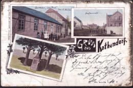 Gest. O-3241 Kathendorf Gasthaus Zur Post 1901, Briefmarke Entfernt, Mehrere Knicke, Best., Belegstück - Haldensleben