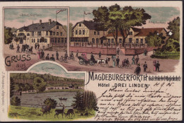 Gest. O-3271 Magdeburgerforth Hotel Gasthaus Drei Linden 1905 - Burg
