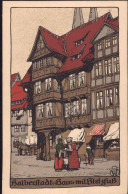 Gest. O-3600 Halberstadt Haus Mit Stelzfuß Steinzeichnung 1914 - Halberstadt