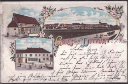 Gest. O-4301 Ditfurt Rathaus Gasthaus Deutsches Haus 1900 - Quedlinburg