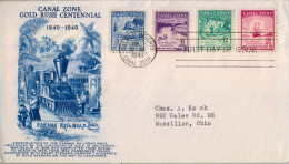 1949 CANAL ZONE , BALBOA HEIGHTS - MASSILLON , GOLD RUSH CENTENNIAL , FIRST DAY COVER - Kanaalzone