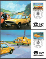 Yugoslavia 1986 - The 40th Anniversary Of "Auto Moto Savez Jugoslavije" - Cars - Helicopter - Maximum Card - Cartas & Documentos
