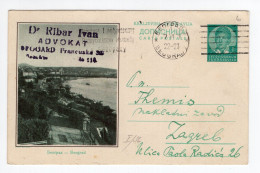 1938. YUGOSLAVIA,SERBIA,BELGRADE,RIVER SAVA PORT,DR. IVAN RIBAR WRITING TO PUBLISHER IN ZAGREB,STATIONERY CARD,USED - Postal Stationery