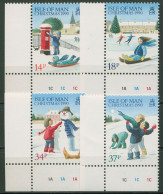 Isle Of Man 1990 Weihnachten Kinderspiele Im Schnee 448/51 Ecke Postfrisch - Man (Insel)