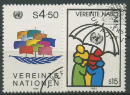 UNO Wien 1985 Freimarken Segelboot, Menschen Mit Schirm 49/50 Gestempelt - Gebraucht