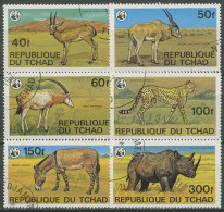 Tschad 1979 WWF Tierschutz Nashorn Leopard Gazelle 849/54 Gestempelt - Tchad (1960-...)