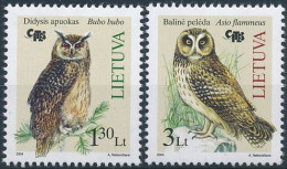 Mi 857-858 ** MNH / Endangered Species, Birds, Eurasian Eagle-owl, Bubo Bubo, Short-eared Owl, Asio Flammeus - Lithuania