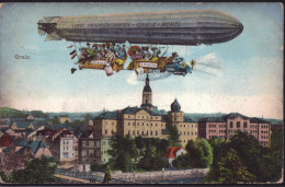 Gest. O-6600 Greiz Grüße Aus Dem Zeppelin 1912, Min. Best. - Greiz