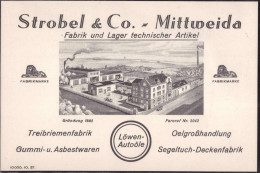 * O-9250 Mittweida Treibriemenfabrik Strobel & Co., Vertreterkarte - Mittweida