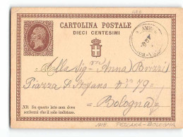 16469  CARTOLINA POSTALE 10 CENT  Da RIMINI X BOLOGNA - TIMBRO AMBULANTE PESCARA BOLOGNA - ANNO 1875 - Entero Postal