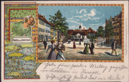 Gest. W-3410 Northeim Teil Des Ortes Jugendstildekoration , Feldpost 1914, Mittelknick - Northeim